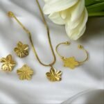 Parure Florale 4 Pièces en Acier Inoxydable 316L