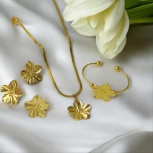 Parure Florale 4 Pièces en Acier Inoxydable 316L