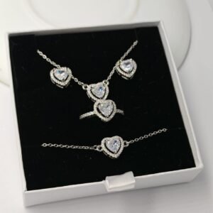 Parure Cœur Étincelant Argent
