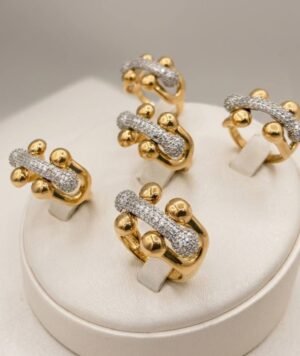 Bague Billes Cristaux Dorée