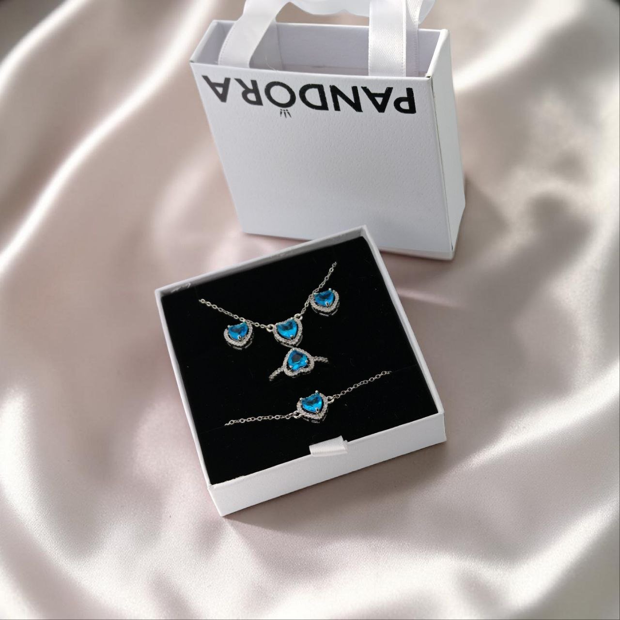 Parure Cœur Étincelant Bleu 3 Pieces – Image 2